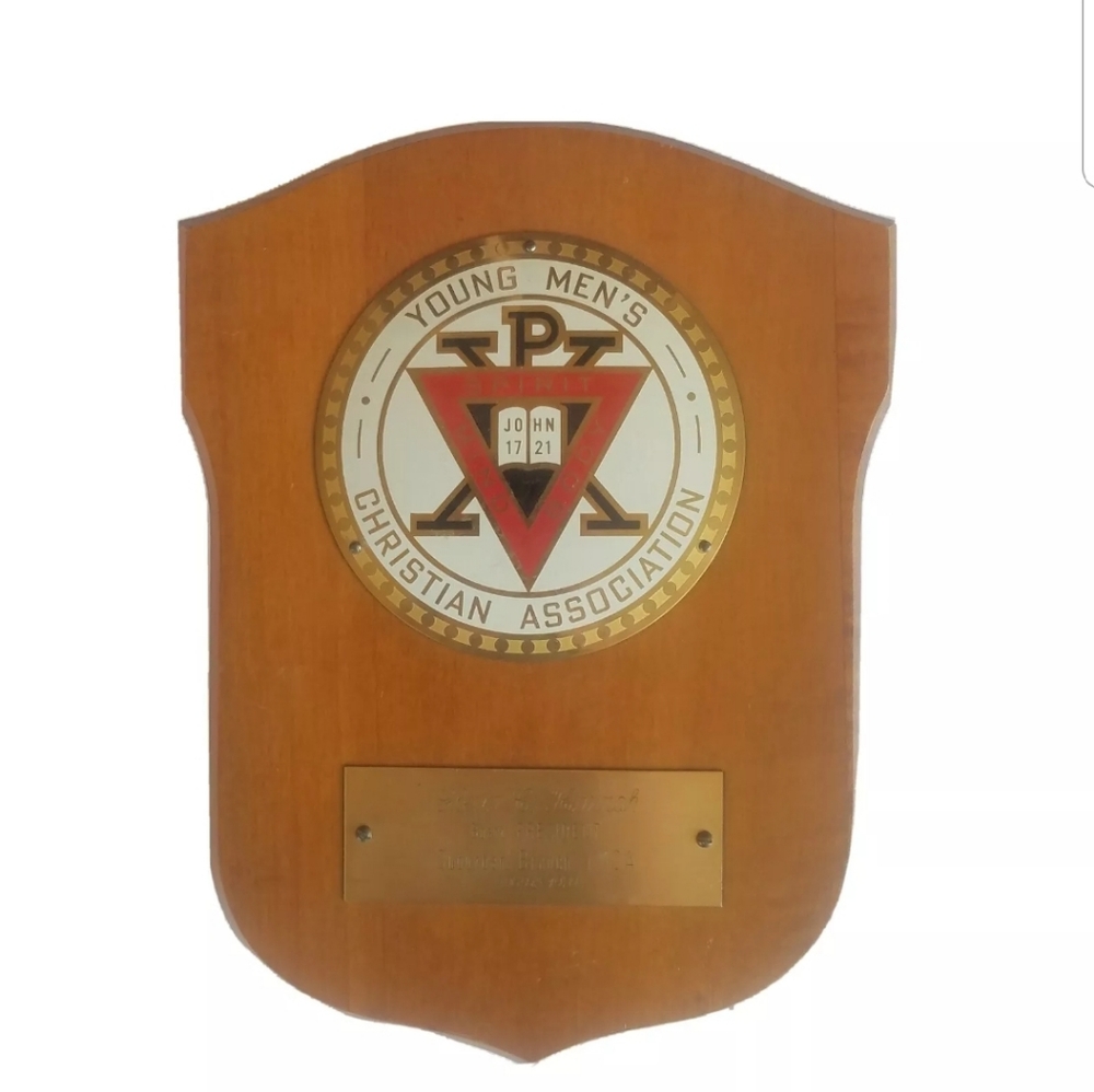 Vintage YMCA Plaque Wood Glenn Hannah 1969 1970 Su